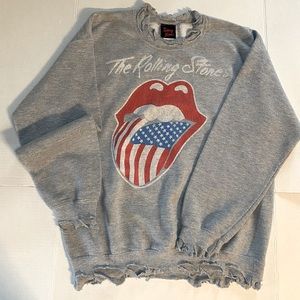 The Rolling Stones Grey Flag Tongue grey sweatshirt vintage distressed